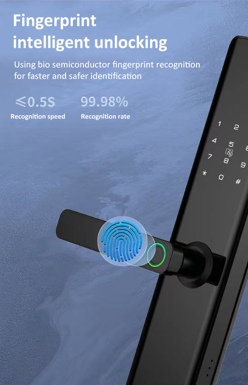 Smart Fingerprint Door Lock with Remote Password & 6 Unlock Methods