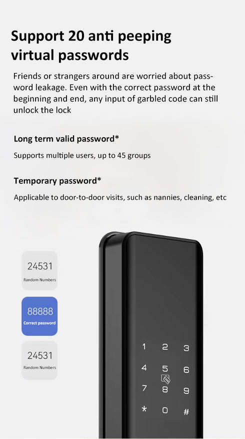 Smart Fingerprint Door Lock with Remote Password & 6 Unlock Methods