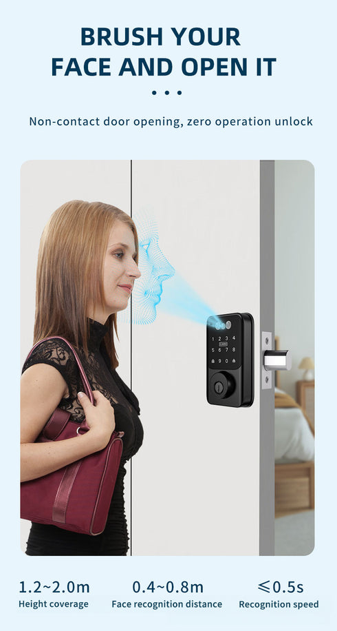 Smart WiFi Door Lock with Face & Palm Vein Recognition
