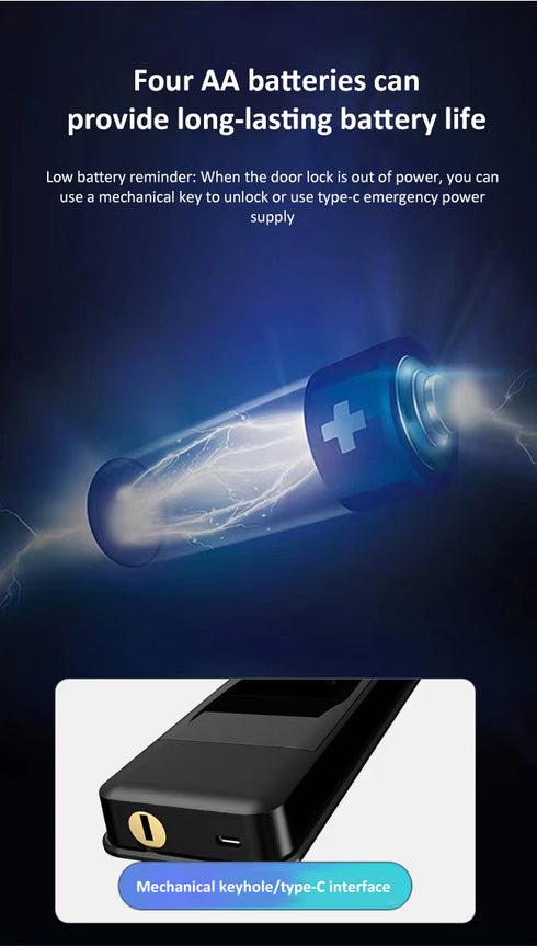 Smart Fingerprint Door Lock with Remote Password & 6 Unlock Methods