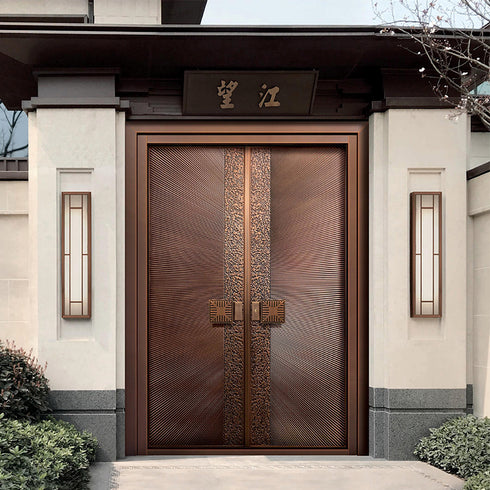 Minimalist Luxe Copper–Aluminum Entrance Door
