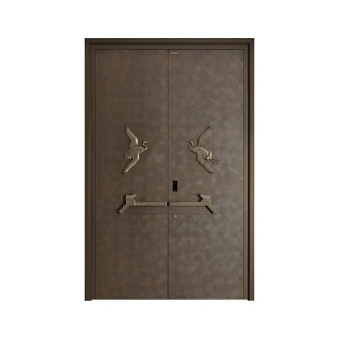 Cranes in Clouds Double Entry Door