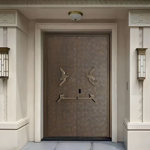 Cranes in Clouds Double Entry Door