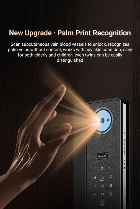 3D Face & Palm Vein Smart Door Lock with Tuya App