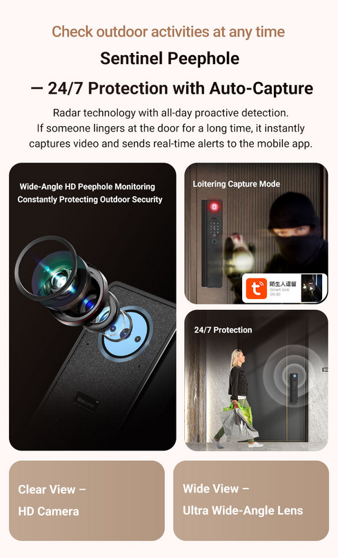 3D Face & Palm Vein Smart Door Lock with Tuya App