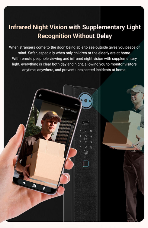 3D Face & Palm Vein Smart Door Lock with Tuya App