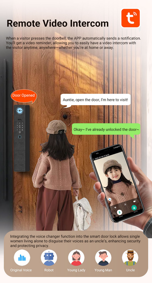 3D Face & Palm Vein Smart Door Lock with Tuya App