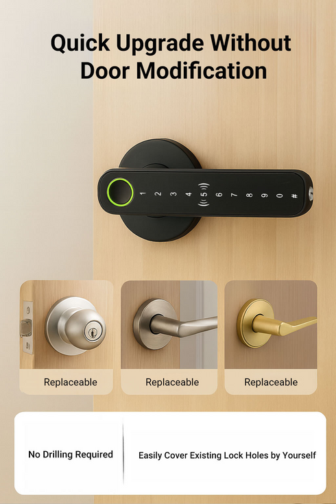 Smart Fingerprint Doorknob Lock for Wooden Doors