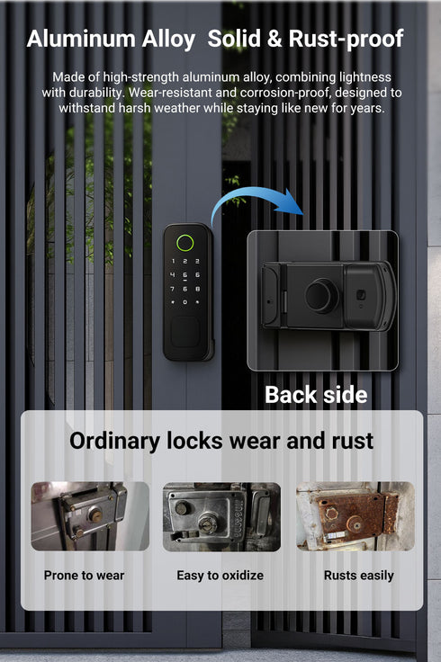 Waterproof Smart Fingerprint Lock for Old Iron Doors