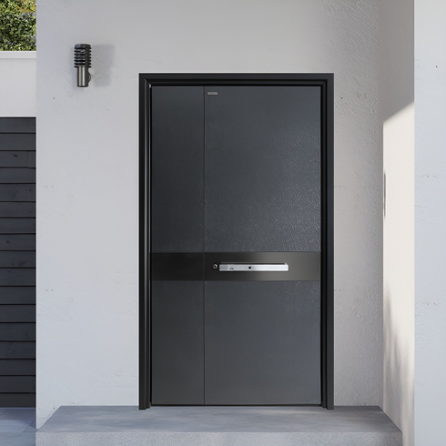 Luminous Ripple Custom Mother-and-Son Entry Door