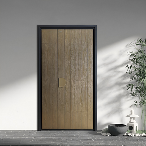 Fragrant Nanmu Pattern Custom Mother-and-Son Entry Door
