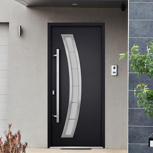 Modern Customizable Double Front Metal Door with Sidelites