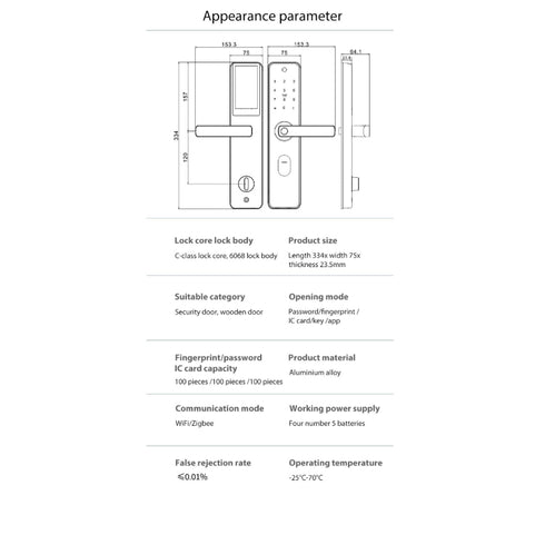 Smart WiFi Fingerprint Door Lock with HD Cat Eye Camera