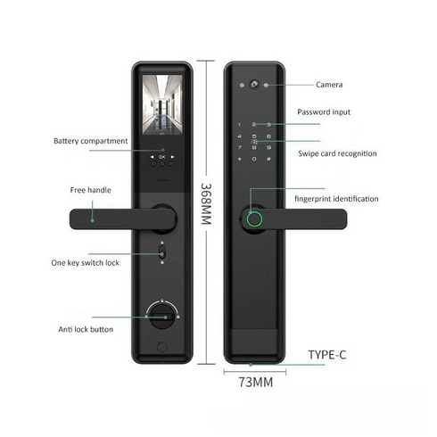 Smart Fingerprint Door Lock with Camera & Remote Control