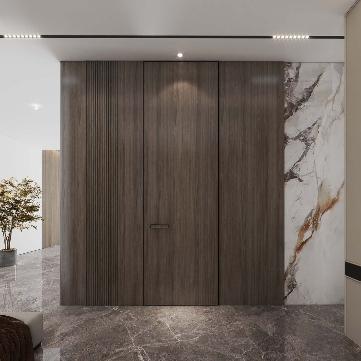 Custom 60mm Invisible Aluminum-Wood Door | Frameless Hidden Door ...